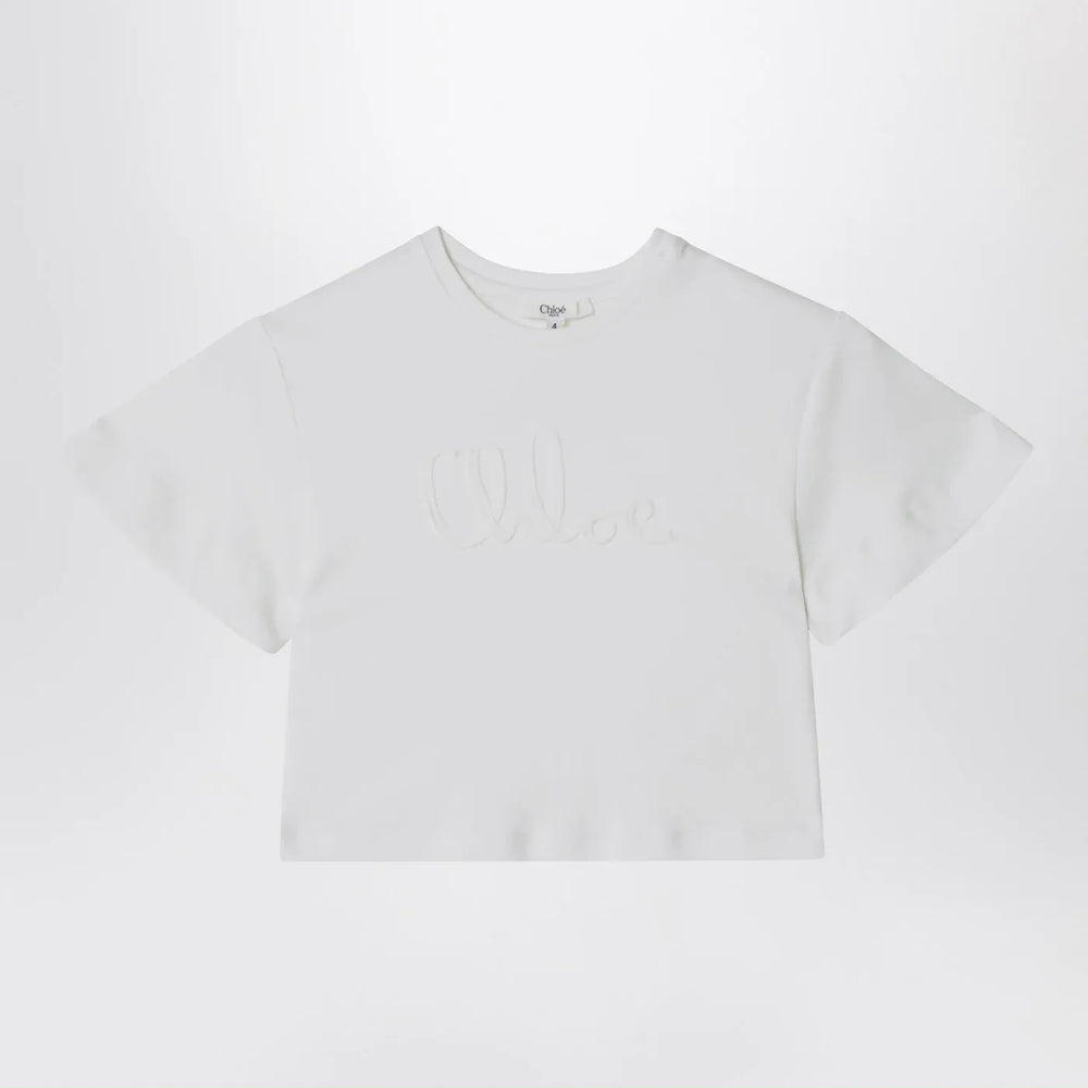 Chloé - White cropped T-shirt with logo embroidery Brand Shirts & Tops 2