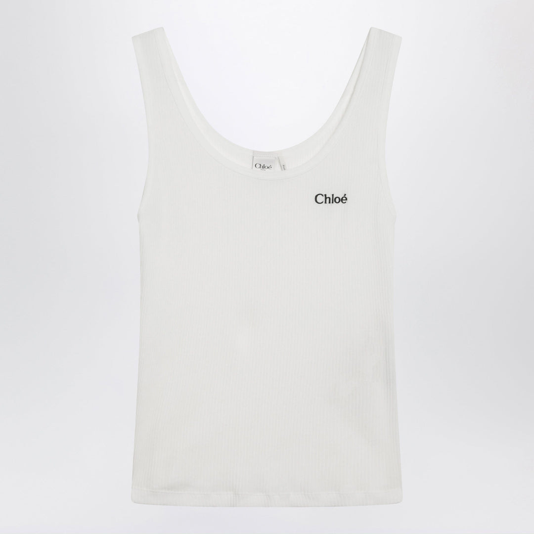 Shirts &amp; Tops Chloé - White ribbed tank top with logo Brand