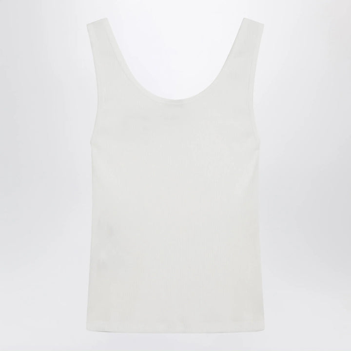 Chloé - White ribbed tank top with logo Brand Shirts &amp; Tops