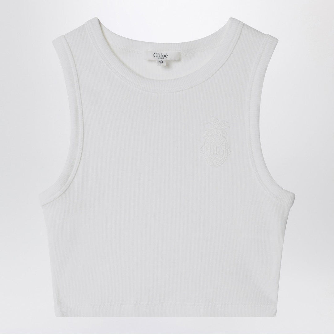 Shirts &amp; Tops Chloé - White ribbed top with logo embroidery Brand