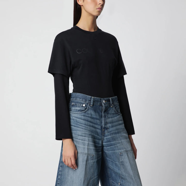Courrèges - Black double-sleeve T-shirt Brand Shirts &amp; Tops S