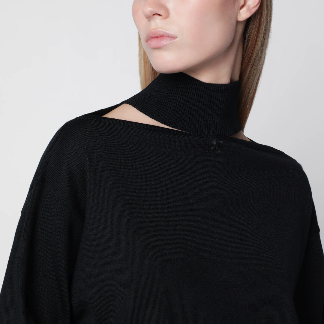 Courrèges - Black merino wool turtleneck sweater Brand Shirts &amp; Tops