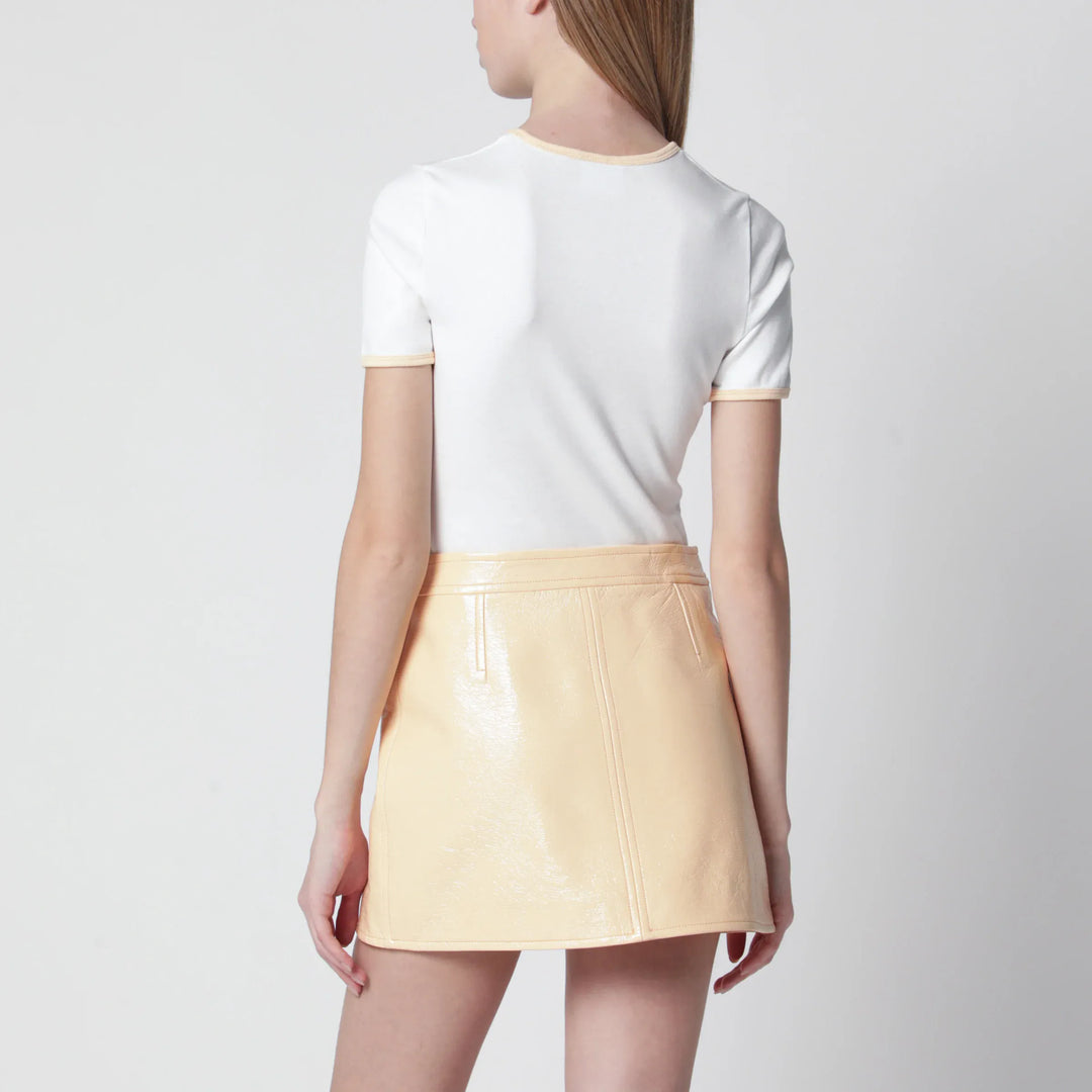 Courrèges - White/orange contrast cotton crew-neck T-shirt Brand Shirts &amp; Tops