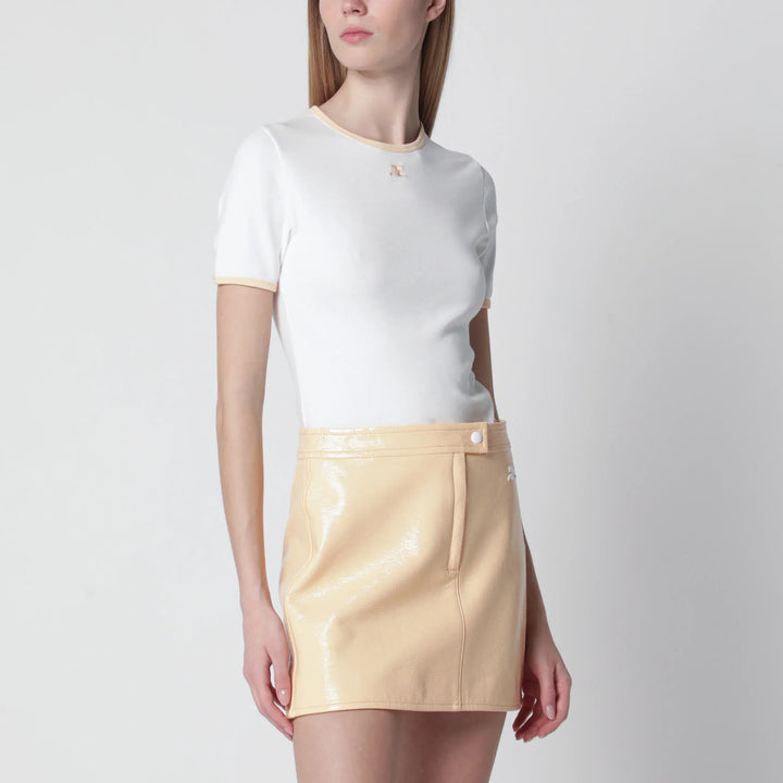 Courrèges - White/orange contrast cotton crew-neck T-shirt Brand Shirts &amp; Tops S