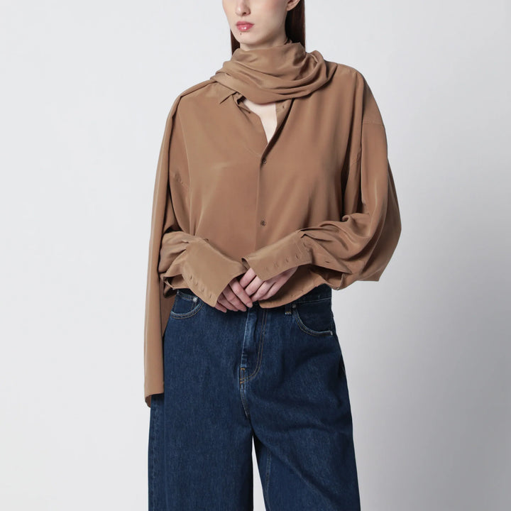 DARKPARK - Oversized Georgia silk shirt in tobacco color Brand Shirts &amp; Tops M