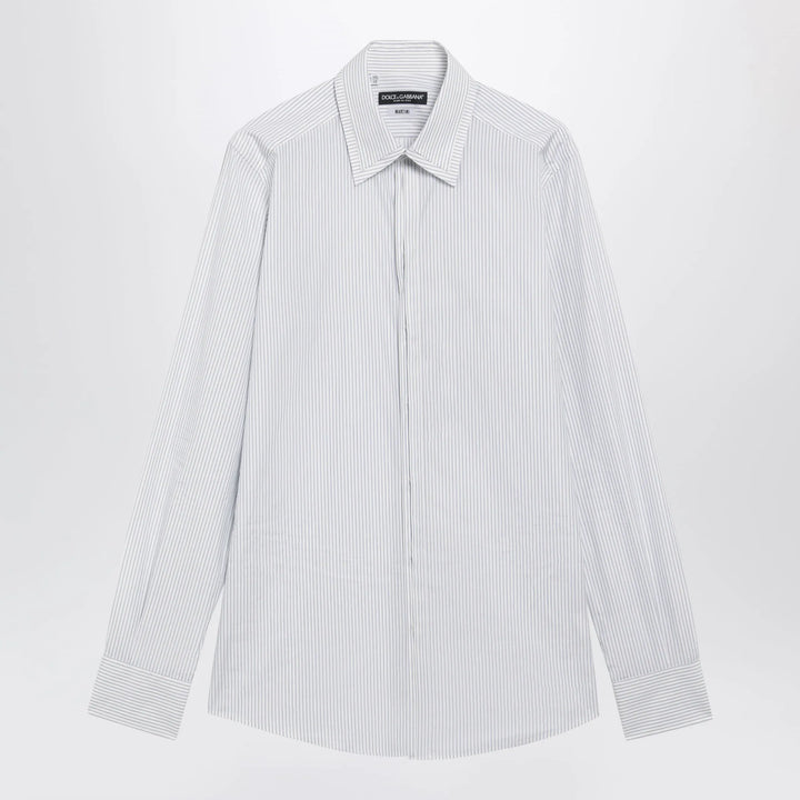 Dolce&amp;Gabbana - White Double-Collar Striped Shirt Brand Shirts &amp; Tops 39