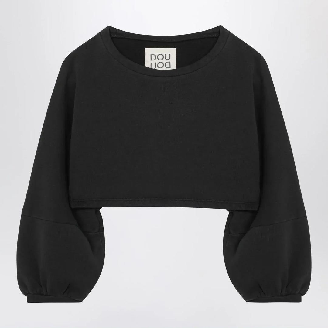 Douuod - Cropped sweatshirt in black cotton Brand Shirts &amp; Tops 10