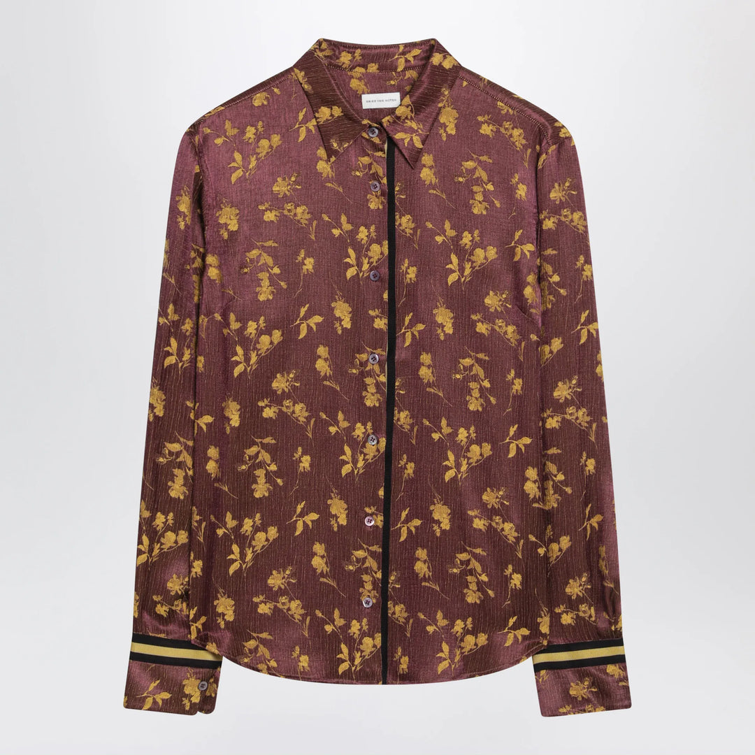 Dries Van Noten - Purple floral jacquard shirt in viscose blend Brand Shirts & Tops 36  FR
