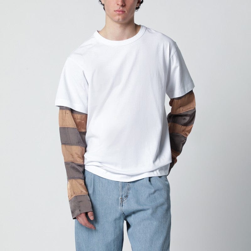 Shirts &amp; Tops Dries Van Noten - White T-shirt with striped sleeves - M Brand