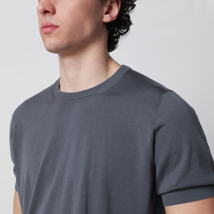 Drumohr - Grey cotton crewneck sweater Brand Shirts &amp; Tops