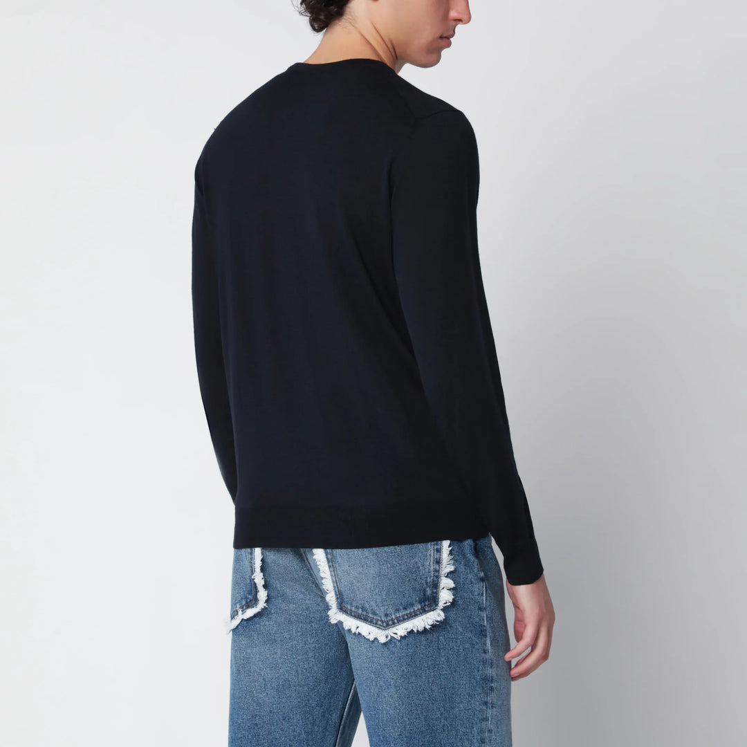 Drumohr - Navy blue wool crew-neck sweater Brand Shirts &amp; Tops
