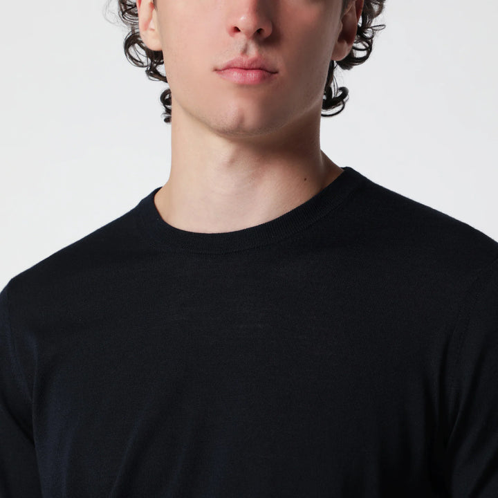 Drumohr - Navy blue wool crew-neck sweater Brand Shirts &amp; Tops