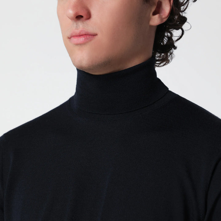 Drumohr - Navy blue wool turtleneck sweater Brand Shirts &amp; Tops