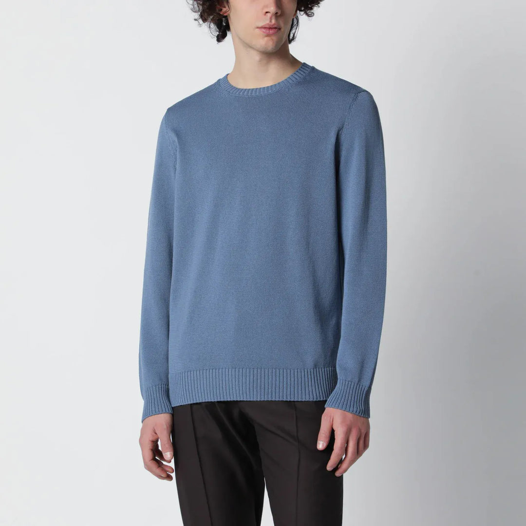 Drumohr - Powder blue cotton sweater Brand Shirts &amp; Tops 48 IT