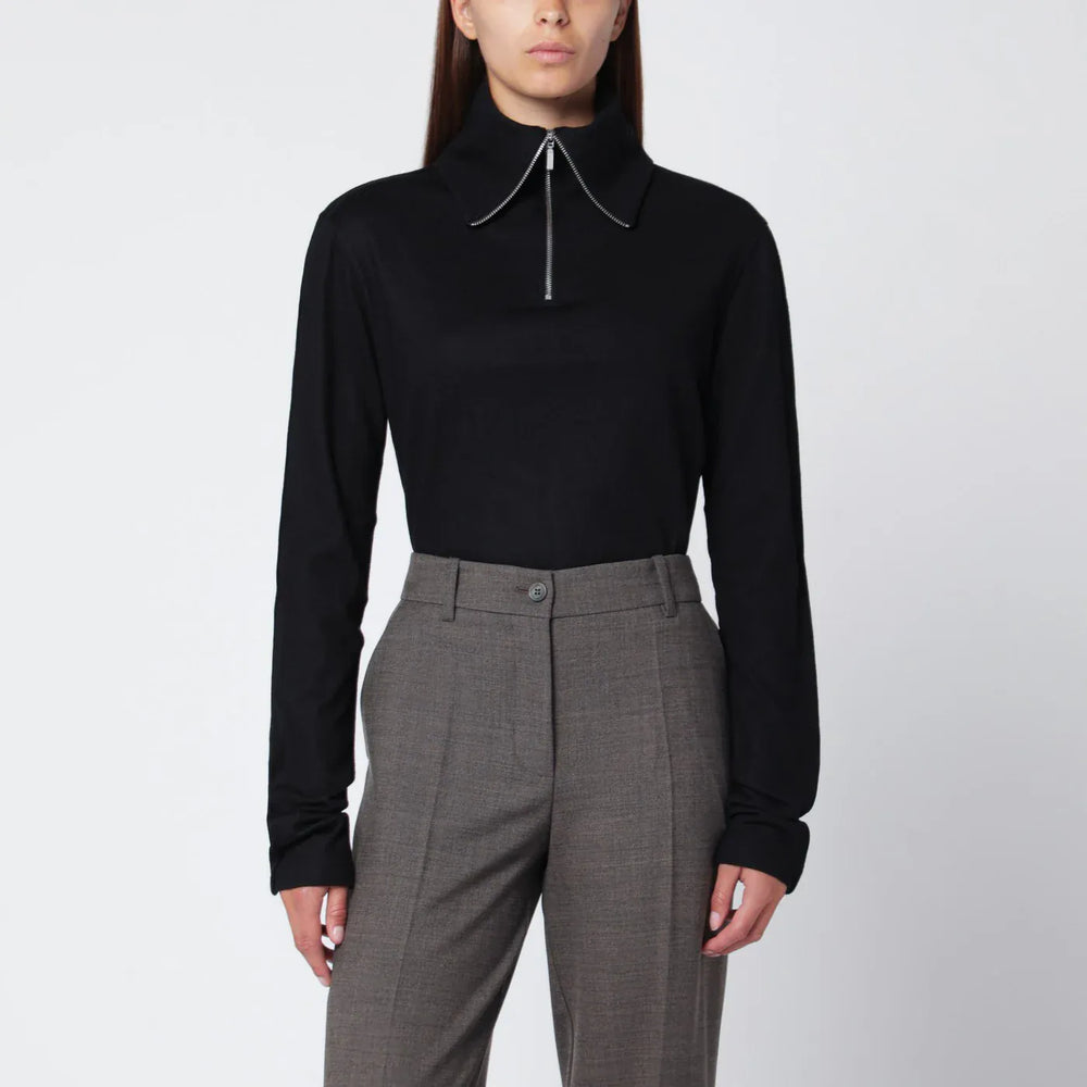Entire Studios - Black wool zip-collar top Brand Shirts & Tops L
