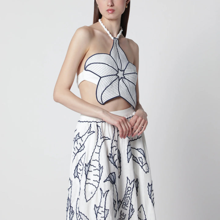 FARM Rio - Coast Stars cropped top in linen blend Brand Shirts &amp; Tops M