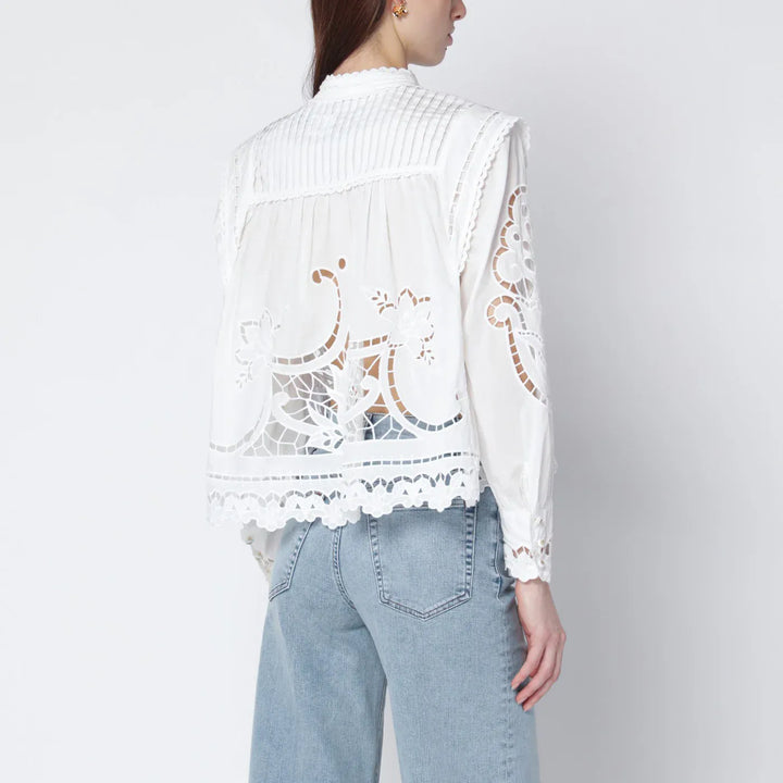 FARM Rio - Richelieu white cotton blouse Brand Shirts &amp; Tops S