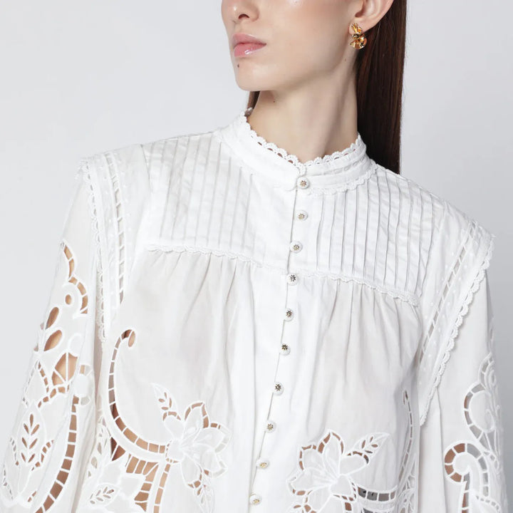 FARM Rio - Richelieu white cotton blouse Brand Shirts &amp; Tops S