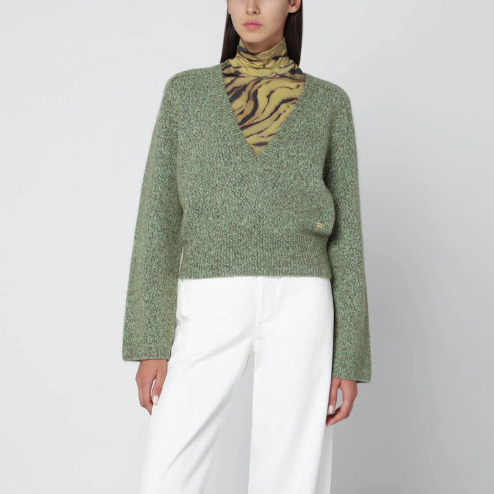 GANNI - Green wool-blend textured sweater Brand Shirts &amp; Tops M