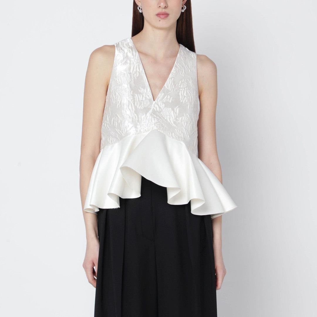 Shirts &amp; Tops GANNI - Ivory satin peplum top Brand