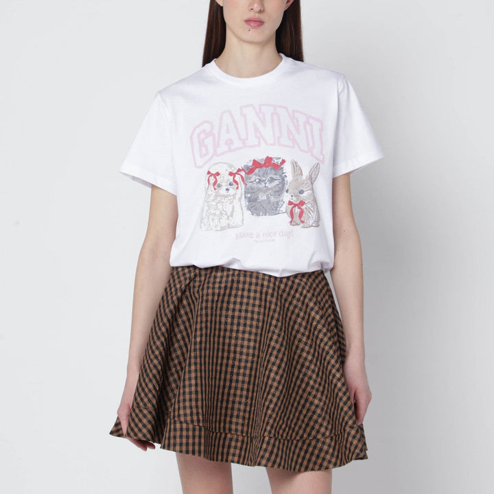 Shirts &amp; Tops M GANNI - White T-shirt with logo print Brand