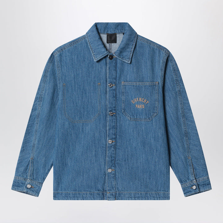 Shirts &amp; Tops Givenchy - Blue denim shirt with logo embroidery Brand