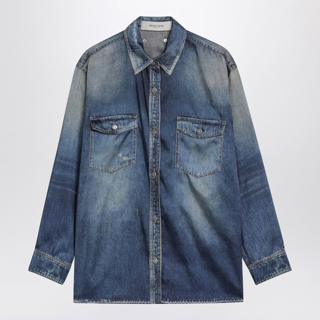 Shirts & Tops Golden Goose - Blue oversized Patty shirt with denim print Brand