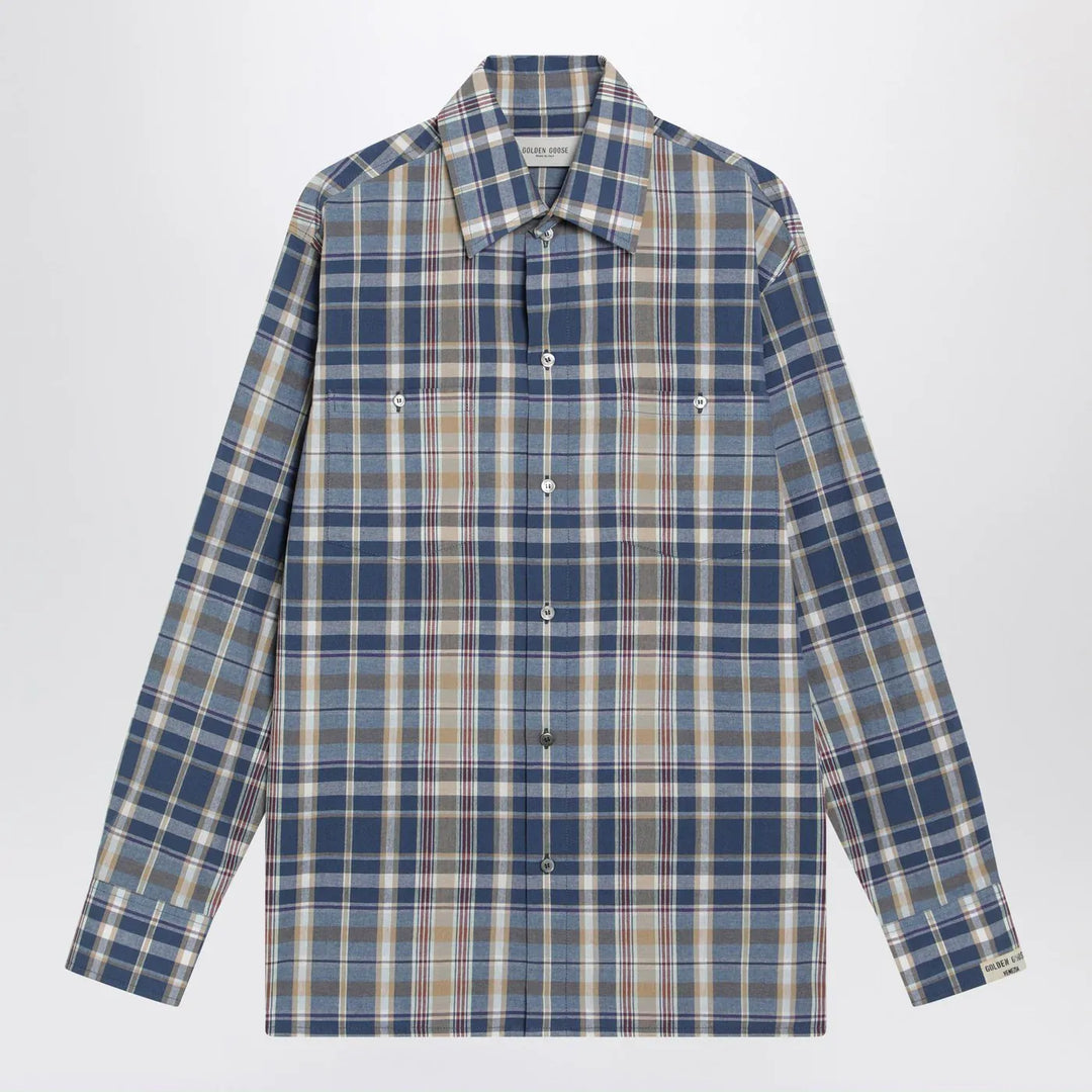Golden Goose - Indigo blue checked shirt Brand Shirts &amp; Tops M