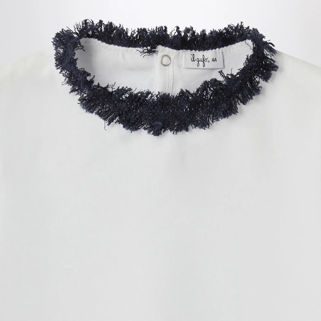 Il Gufo - White T-shirt with frayed neckline Brand Shirts &amp; Tops 8