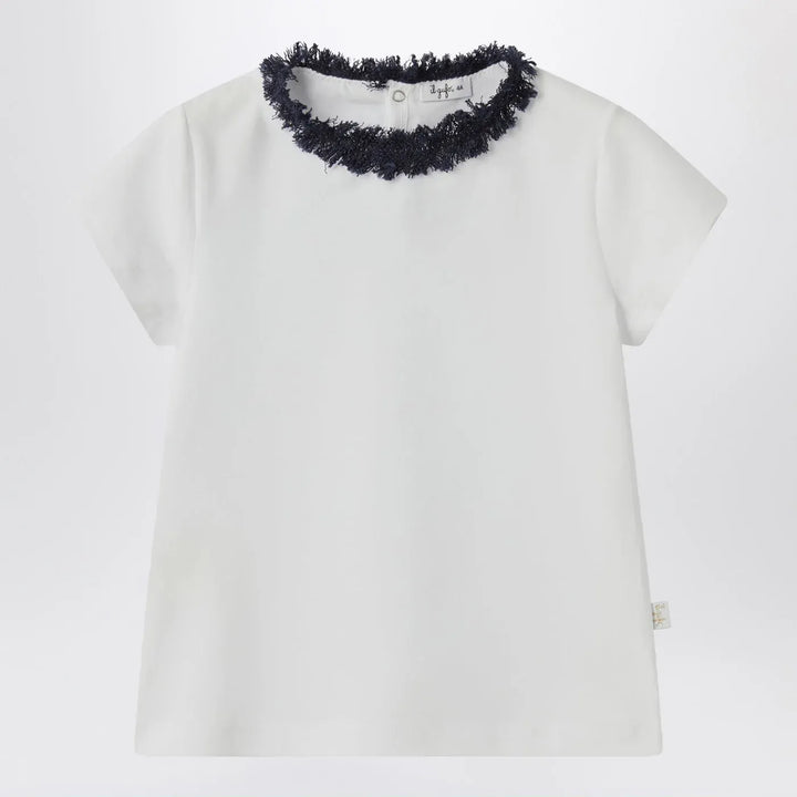 Il Gufo - White T-shirt with frayed neckline Brand Shirts &amp; Tops 8