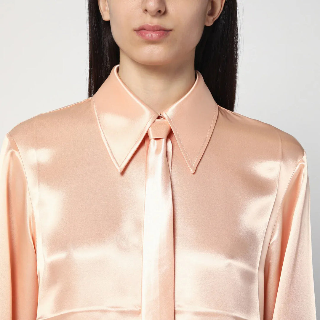 Jil Sander - Shirt with pink tie in shiny viscose blend Brand Shirts &amp; Tops