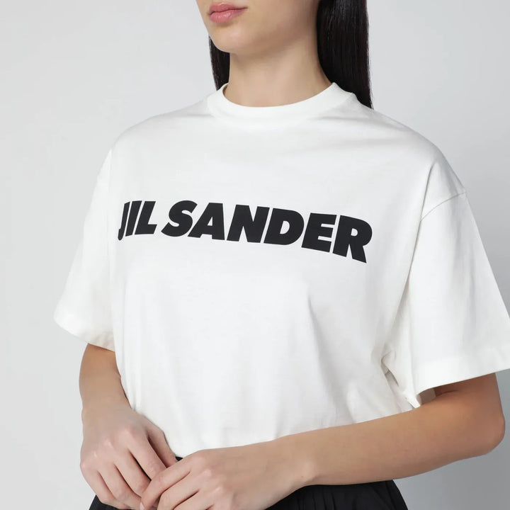 Jil Sander - White wide t-shirt with logo Brand Shirts &amp; Tops