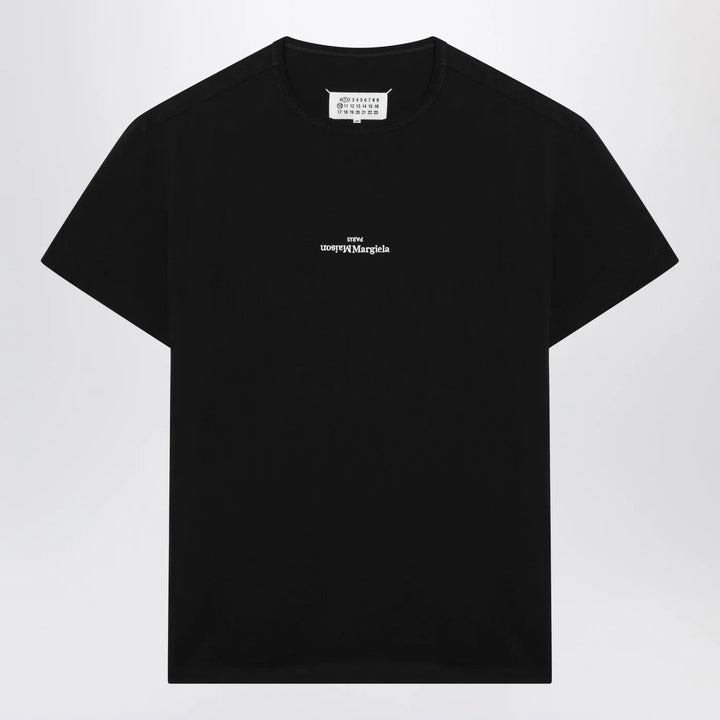 Maison Margiela - Black T-shirt with distorted logo Brand Shirts &amp; Tops 46 IT