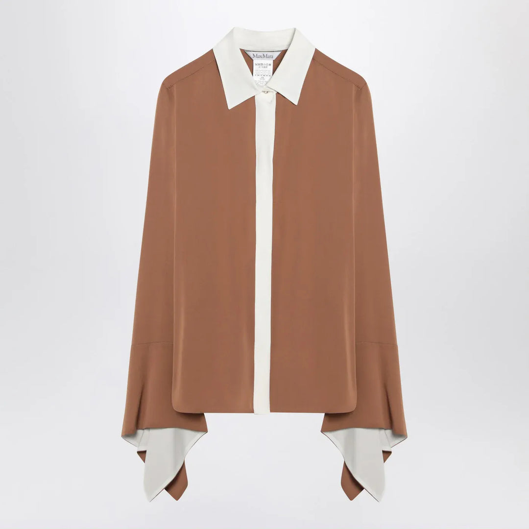 Max Mara - Camel silk colour-block shirt Brand Shirts &amp; Tops 38  IT