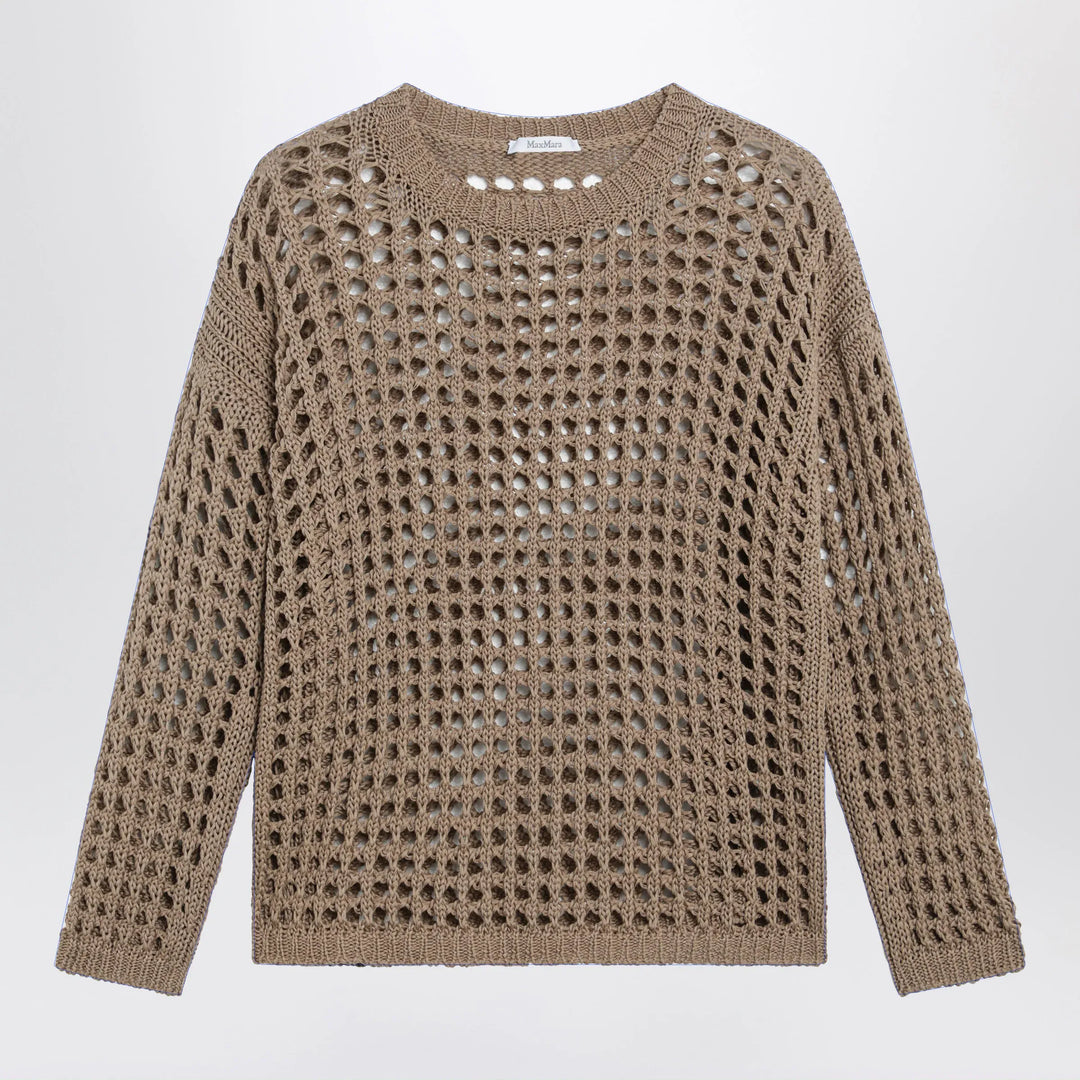 Max Mara - Cotton mesh long-sleeve sweater in Desert Brand Shirts &amp; Tops M