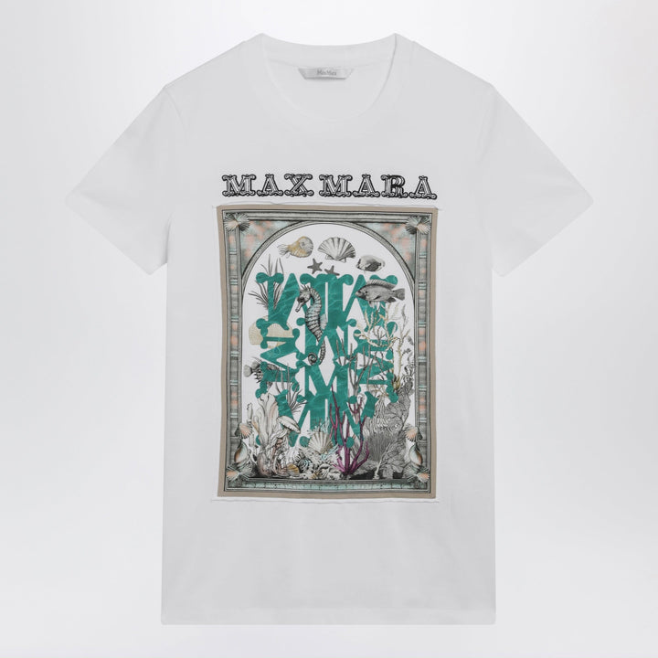 Shirts &amp; Tops Max Mara - Optical white cotton jersey T-shirt with front print Brand