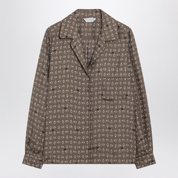 Shirts &amp; Tops Max Mara - Printed silk shirt in mud colour Brand