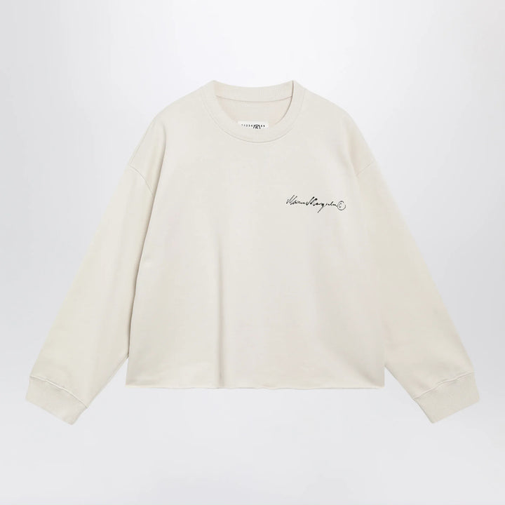 MM6 Maison Margiela - Écru fleece sweatshirt with logo print Brand Shirts &amp; Tops S