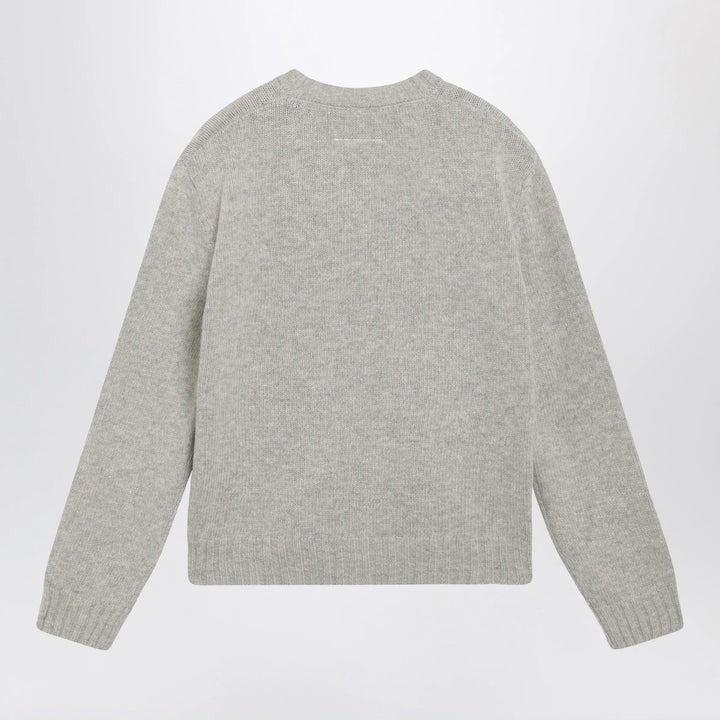 MM6 Maison Margiela - Sweater with calligraphic print in grey melange Brand Shirts &amp; Tops