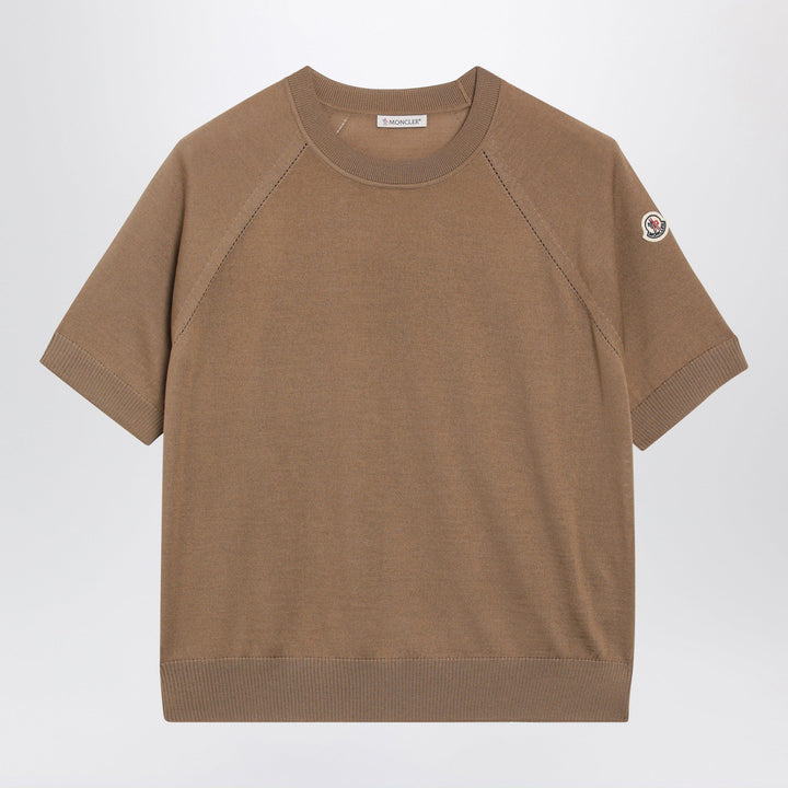 Moncler - Beige wool sweater with logo patch Brand Shirts &amp; Tops S