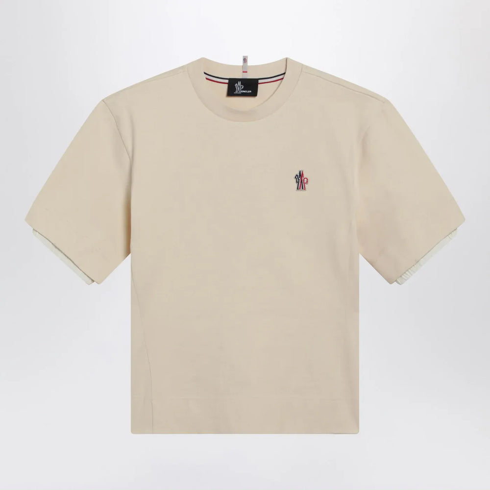 Moncler Grenoble - White cotton-blend T-shirt with logo patch Brand Shirts & Tops S