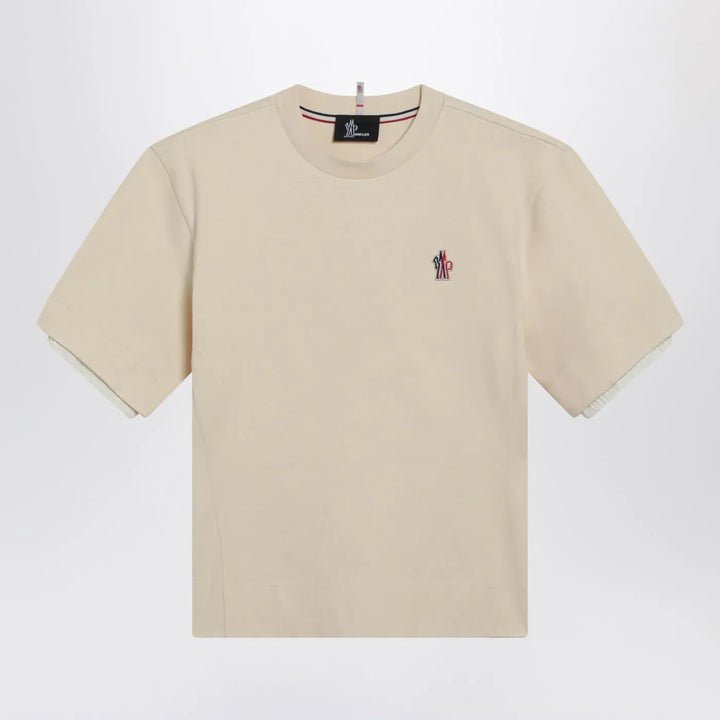 Moncler Grenoble - White cotton-blend T-shirt with logo patch Brand Shirts &amp; Tops S