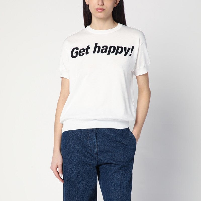 Shirts &amp; Tops Moschino - Get Happy white cotton sweater - 42 IT Brand