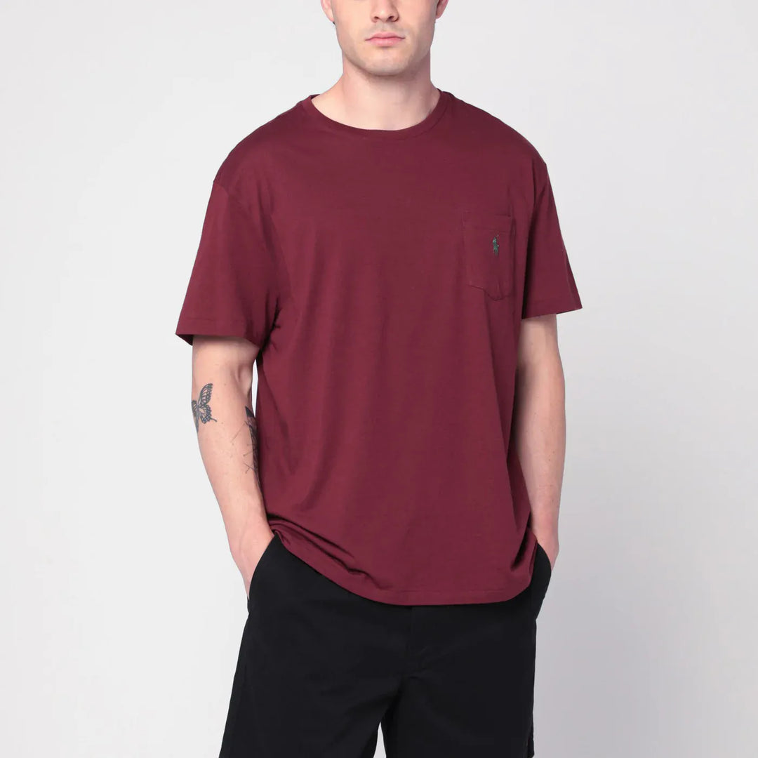 Polo Ralph Lauren - Wine red cotton T-shirt Classic-Fit Brand Shirts &amp; Tops M