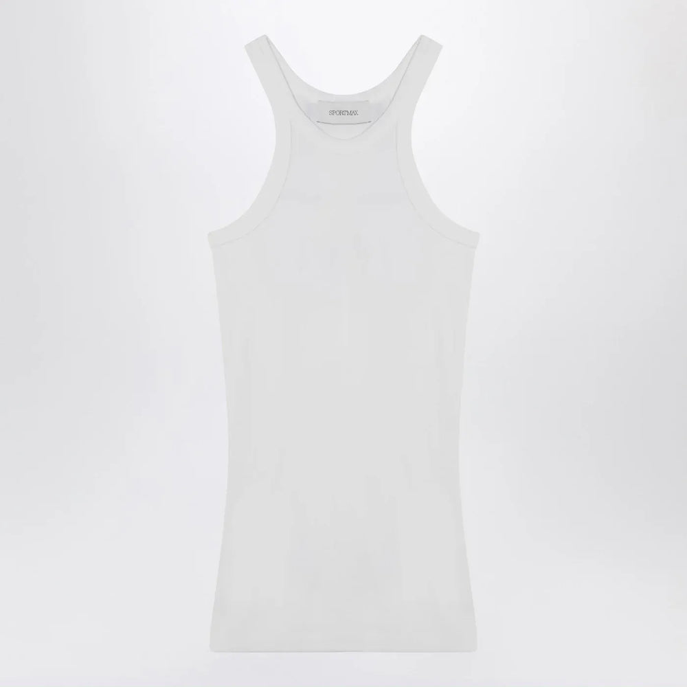 Sportmax - White ribbed tank top in silk blend Brand Shirts & Tops L