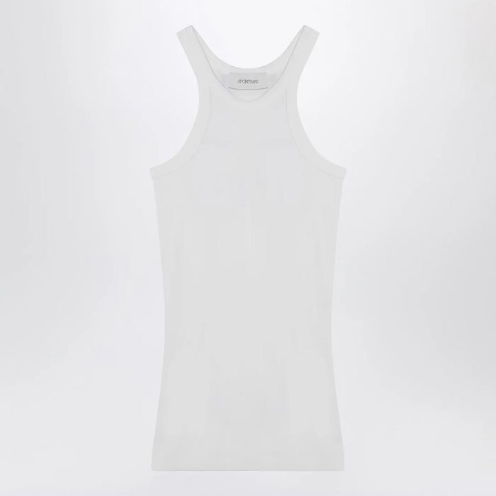 Sportmax - White ribbed tank top in silk blend Brand Shirts &amp; Tops L