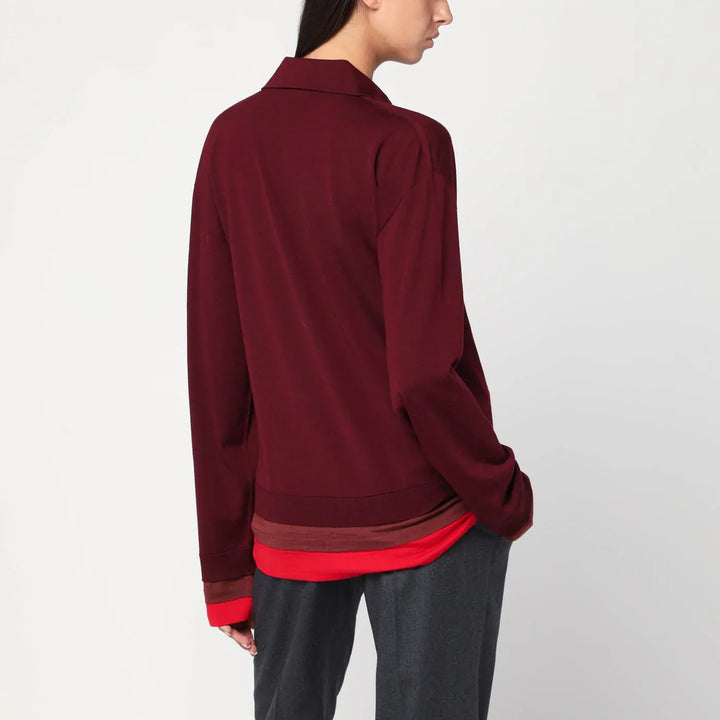 Stella McCartney - Layered Bordeaux wool polo Brand Shirts &amp; Tops