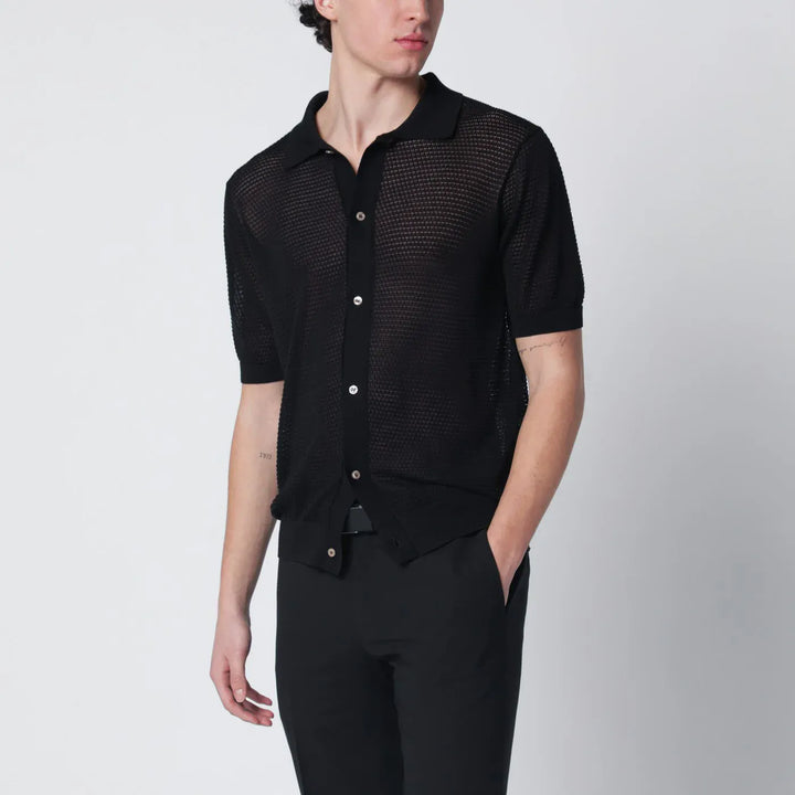 Tagliatore - Black openwork cotton cardigan Brand Shirts &amp; Tops 50 IT