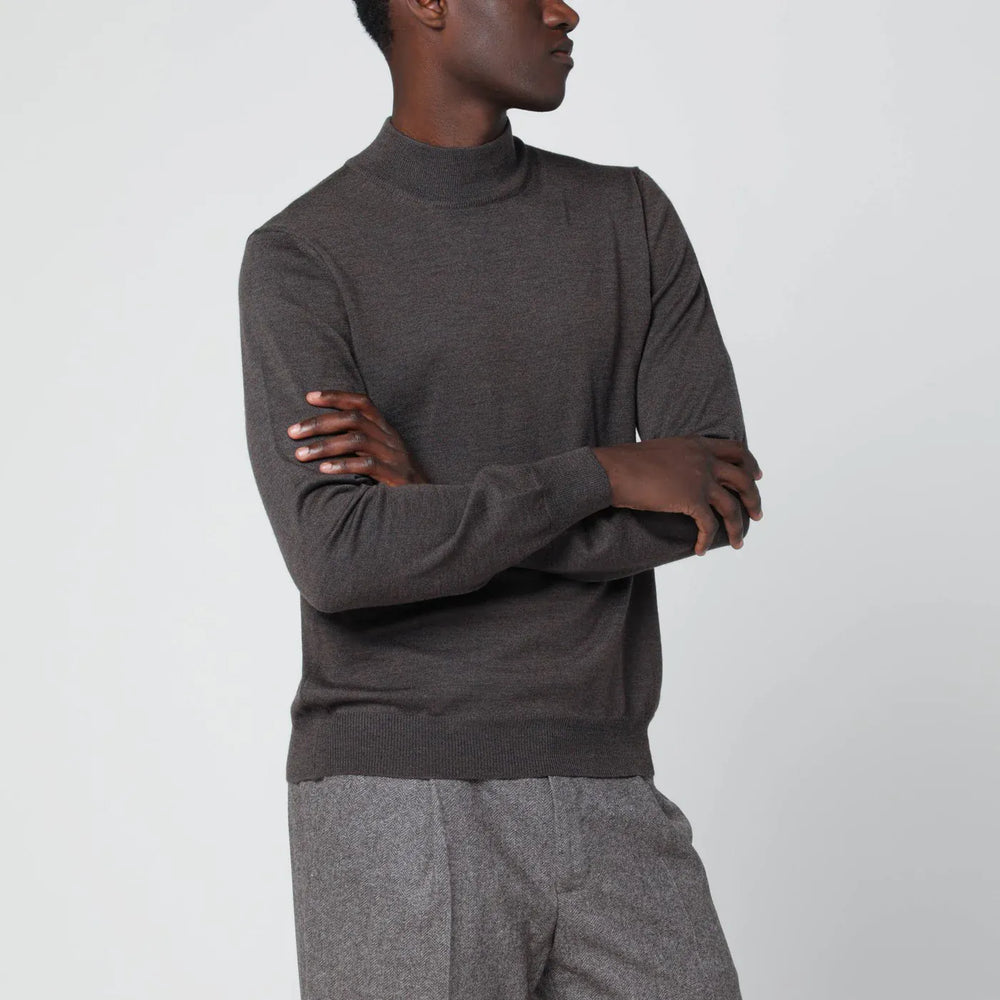 Tagliatore - Taupe wool turtleneck sweater Brand Shirts & Tops 52 IT
