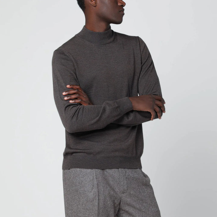 Tagliatore - Taupe wool turtleneck sweater Brand Shirts &amp; Tops 52 IT